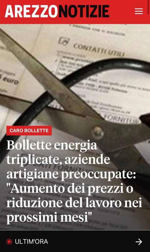Bollette energia triplicate. Lo speciale di Arezzo Notizie con le aziende di Confartigianato